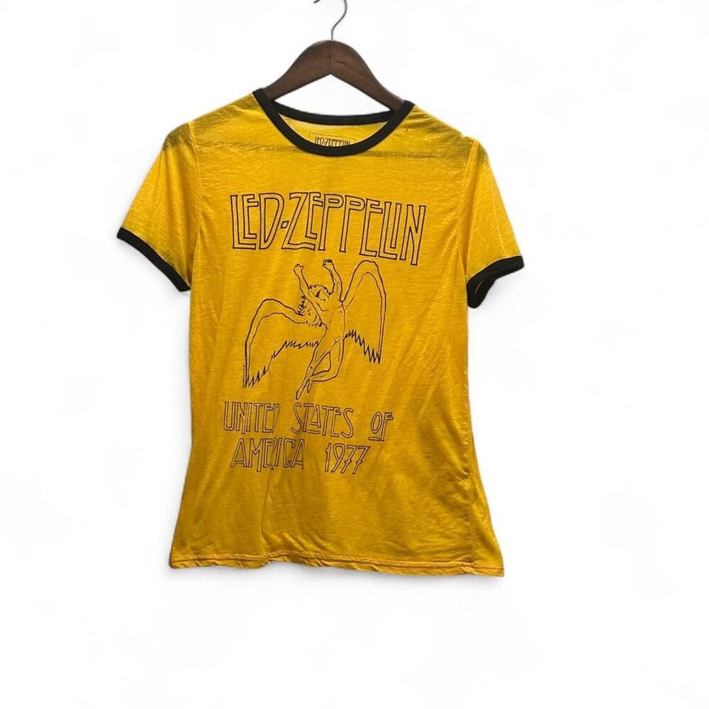 Led Zeppelin 1977 US Tour Ringer Band Merch Sheer Burnout Retro Festival Women L - Picture 3 of 8